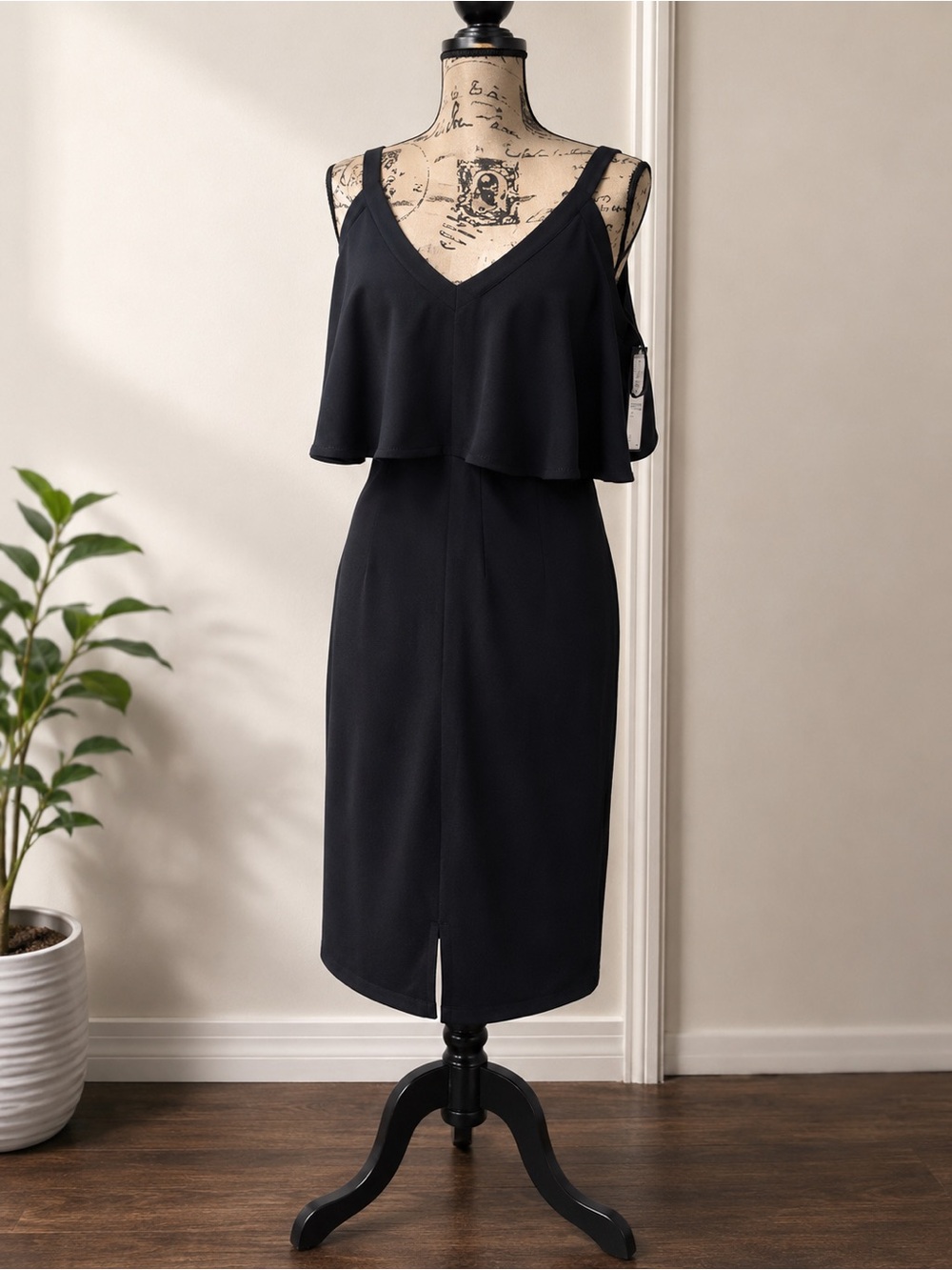 Tahari Navy Cold Shoulder Dress